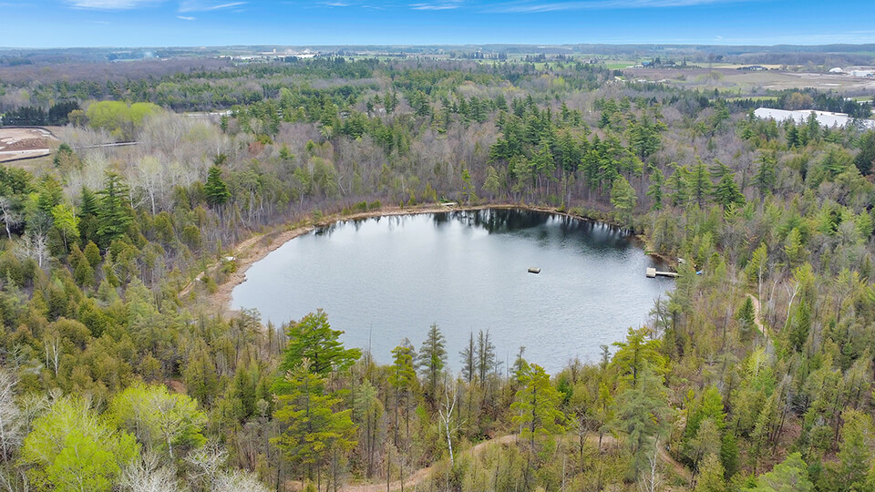 Aerial shot of Dundee Road Lake